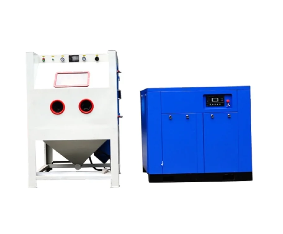 Dry sandblasting machine with air compressor