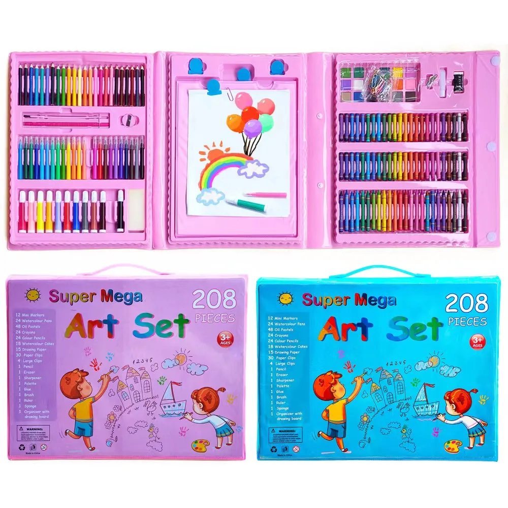 208PCS Painting Art Set With Pastel Oil Mix-color Colorful Pencil Toys New Year Gift Drawing Art Set