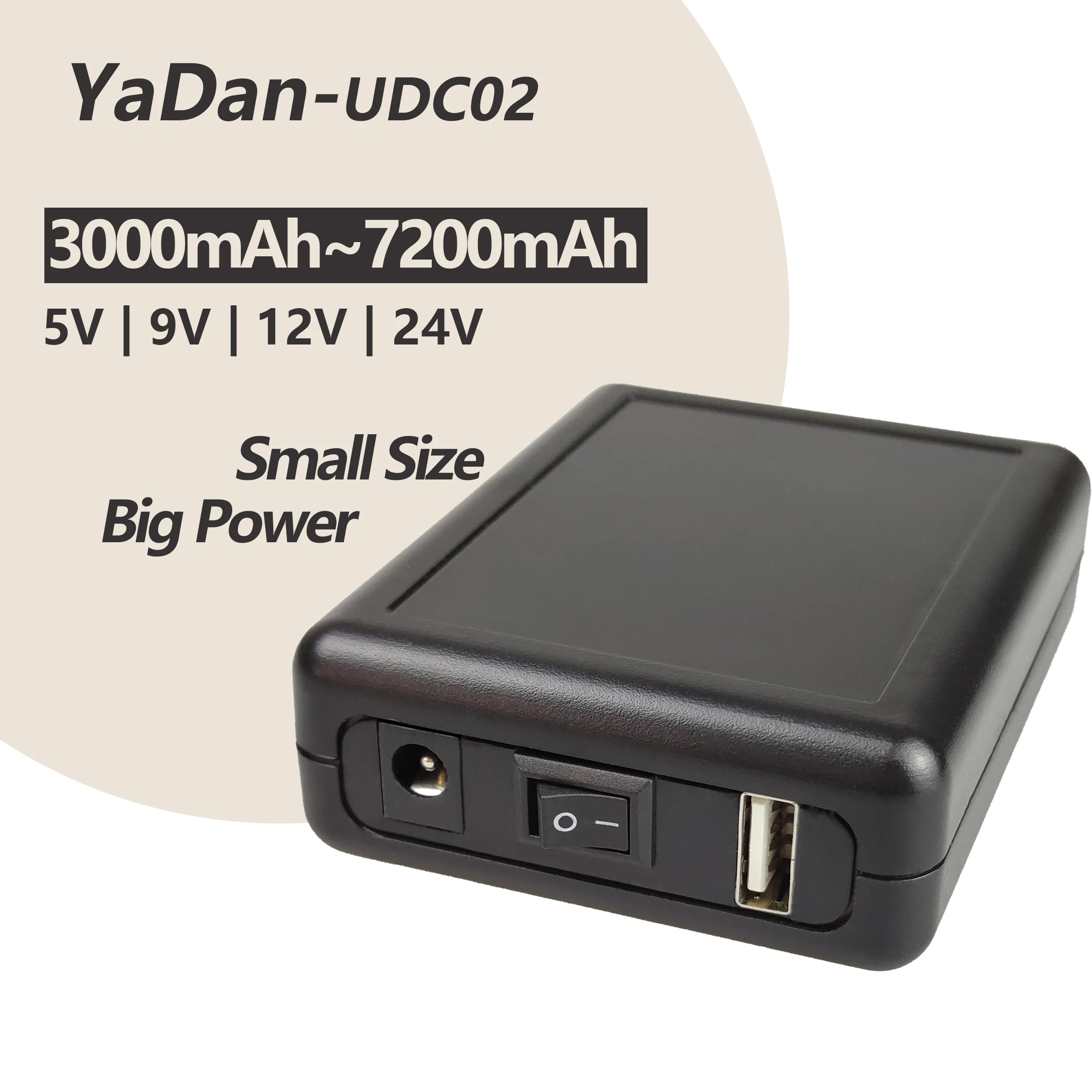 UDC02 7200mAh 5V USB 9V 12V DC Multi Output Online DC Mini UPS for Wifi Router Modem Mobile Phone