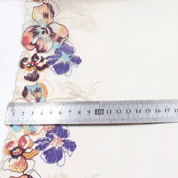 Soft skin mesh multicolor thread embroidery lace underwear home textile garment accessories