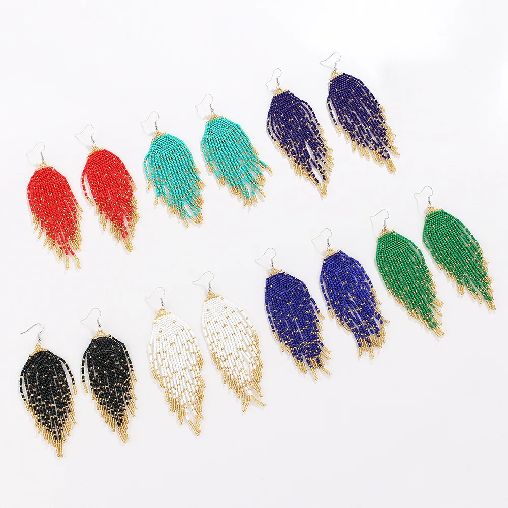 Богемные японские серьги с бусинами Горячие длинные висячие кисточками для женщин ювелирные изделия