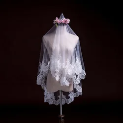 Factory customized top quality Bride headpiece props single simple tourist photography wedding pearl veil drop shipping