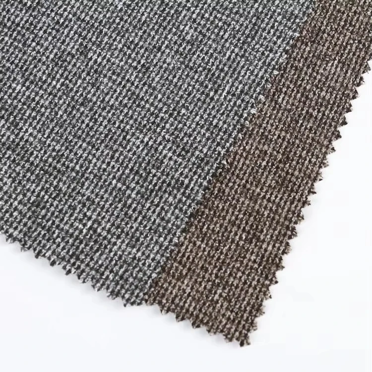 TR 345GSM small check grey polyester elastic knitted tweed fabric for coat