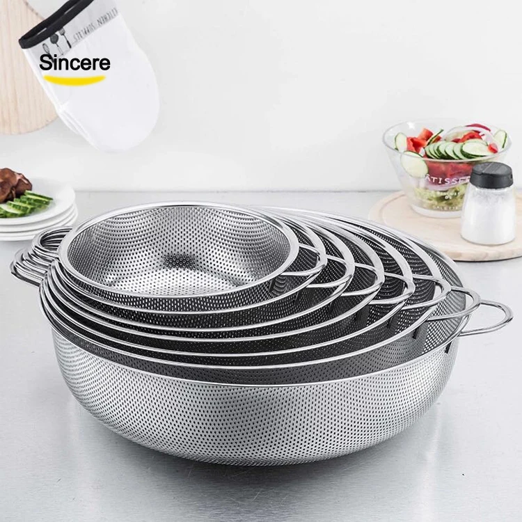 Набор из 6 ситечков для дуршлага из нержавеющей стали, чаша для мытья с ручкой