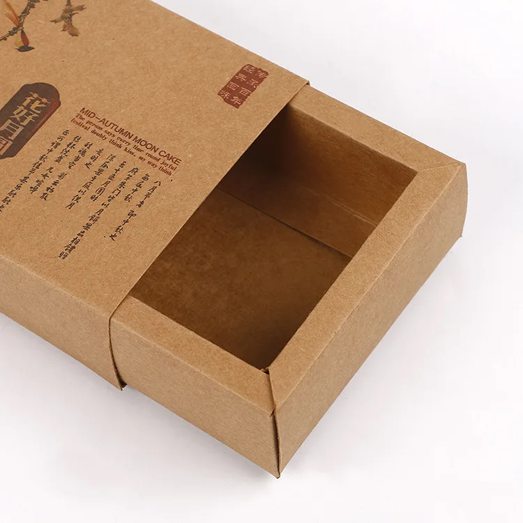 Custom logo design printed Biodegradable brown kraft paper packaging box towel retail sliding drawer packing boxes