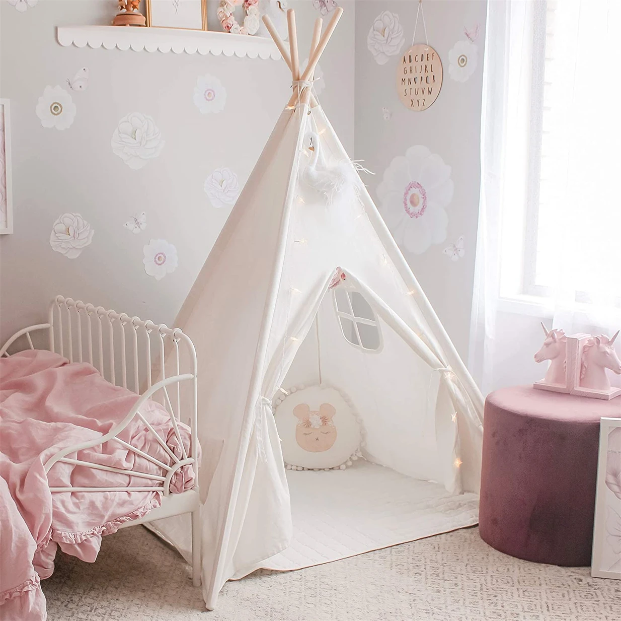 YIRABBIT Wholesale Large Children Indoor Outdoor Canvas Play Teepee Tent Toys for Kids Girls Playhouse Kids Teepee Tent