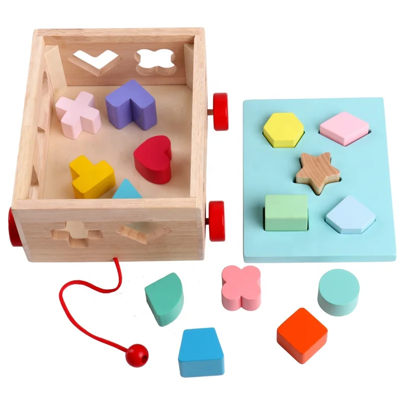 Kids Toys Wooden Shape Sort Geometric Shapes Building Blocks Matching Cognition Training Early Educational Toys For Children