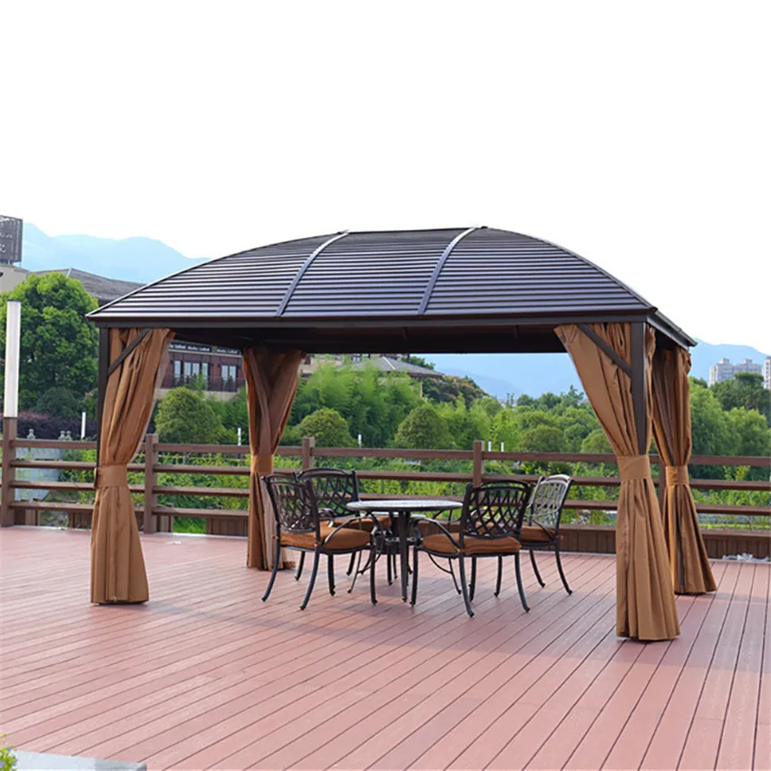 Youya waterproof permanent solar gazebo wholesale canopy hardtop with curtains