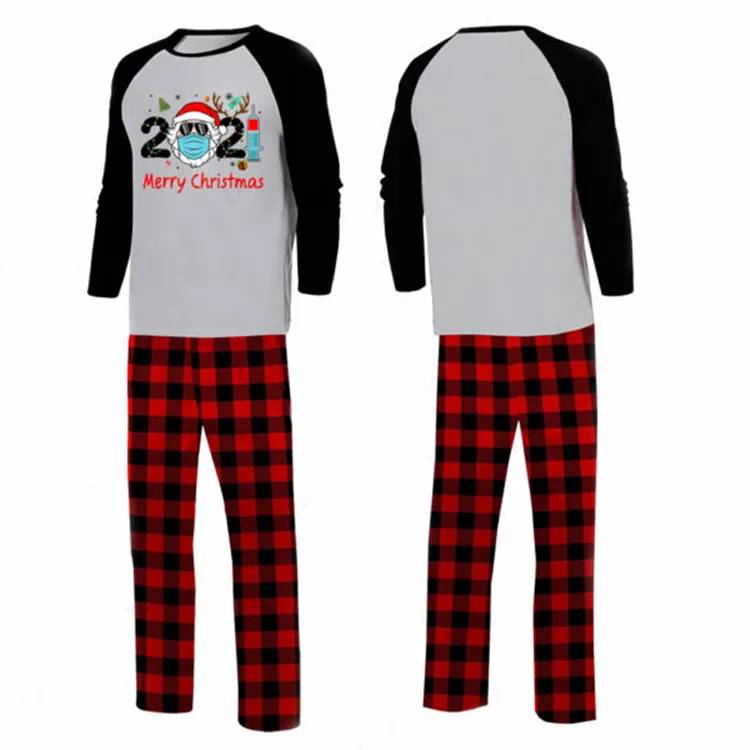 2021 New Style Autumn And Winter Cotton Blended Pattern Parents Children Pajamas