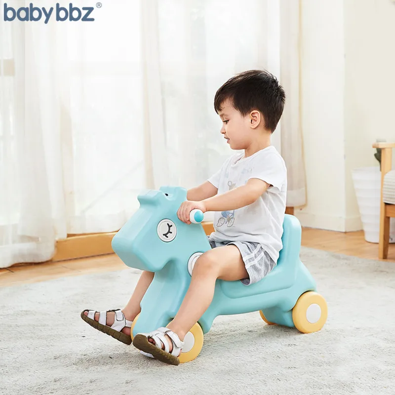 
BabyBBZ Rocking Horse for Children Indoor Playground Rocking Horse and Slide Car Toy for Baby-Pink 