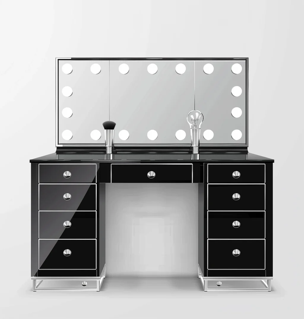modern design antique black makeup bedroom dressing table with led mirror and drawers makeup vanities bedroom furniture