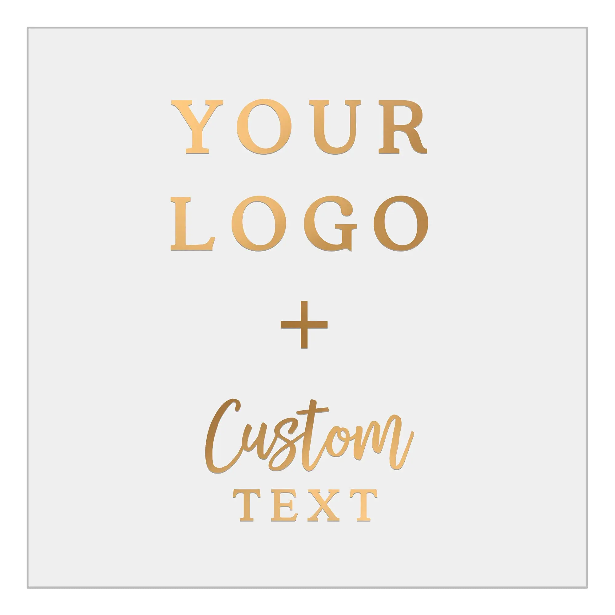 Square Custom Foiled Clear Logo Labels Stickers with Text, Personalized Business Logo, Label, Gold Foil Customized