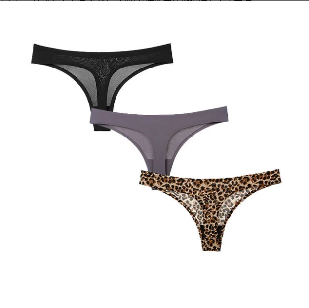 QK12 High Quality Leopard Print Sexy Underwear Women Seamless Sexy Thongs Tangas Low Waist Women Panties