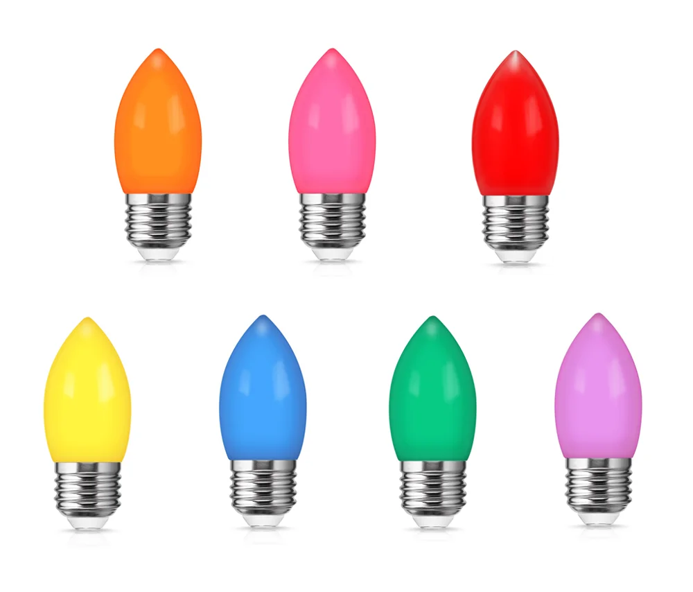 Accept Customization 1W 2W Led Color led Bulb Christmas Tree Light Bulbs E14 C9 C7 C35 candle colorful led bulb