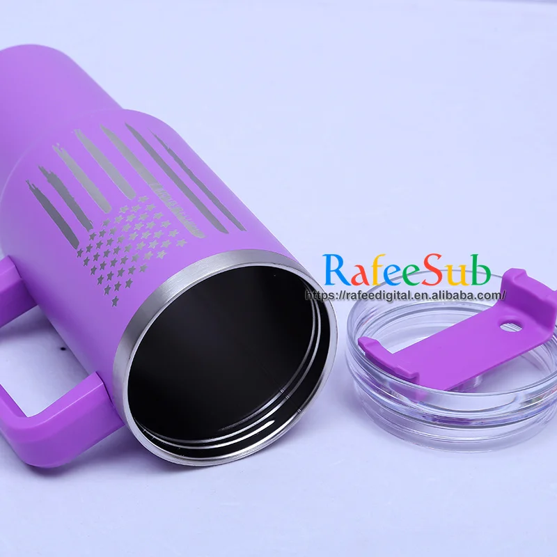 Custom 40oz 40 oz Laser Engraved USA Flag Pattern Double Wall Insulated Stainless Steel Tumbler Cup with Handle Wholesale Bulk