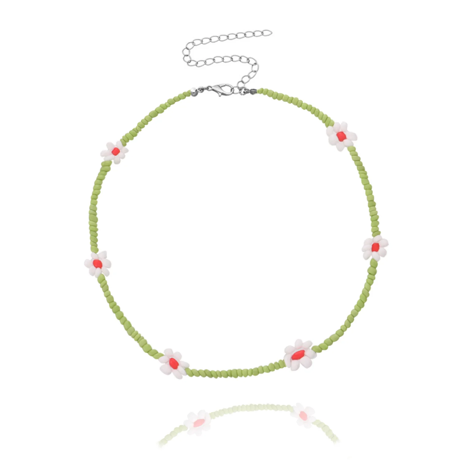 New Lovely Daisy Flower Colorful Beads Pearl Clavicle Choker Necklace for Women Girls Spring Summer Jewelry