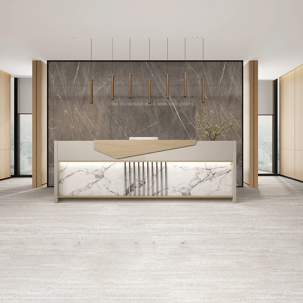 Современная офисная мебель деревянный кассовый аппарат салон красоты бар стойка регистрации мраморный узор