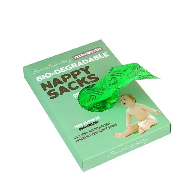 Hot Sale 100% Compostable  PE Scented Baby Waste Nappy Sack Bags Portable  Baby Diaper Small Garbage Bag