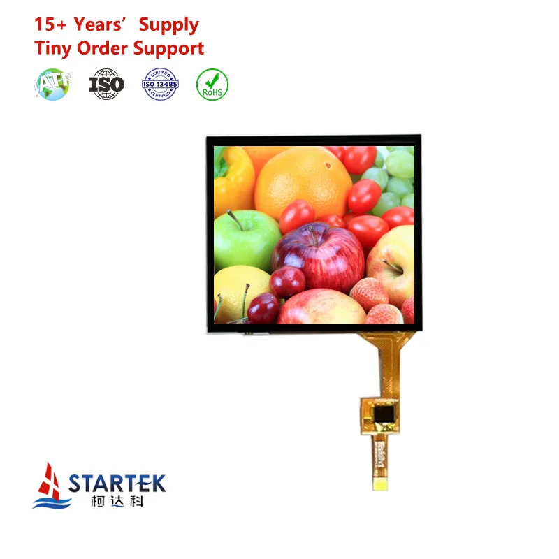 3.4 inch square TFT LCD 480*480 resolution LVDS interface 800nits IPS tft lcd screen