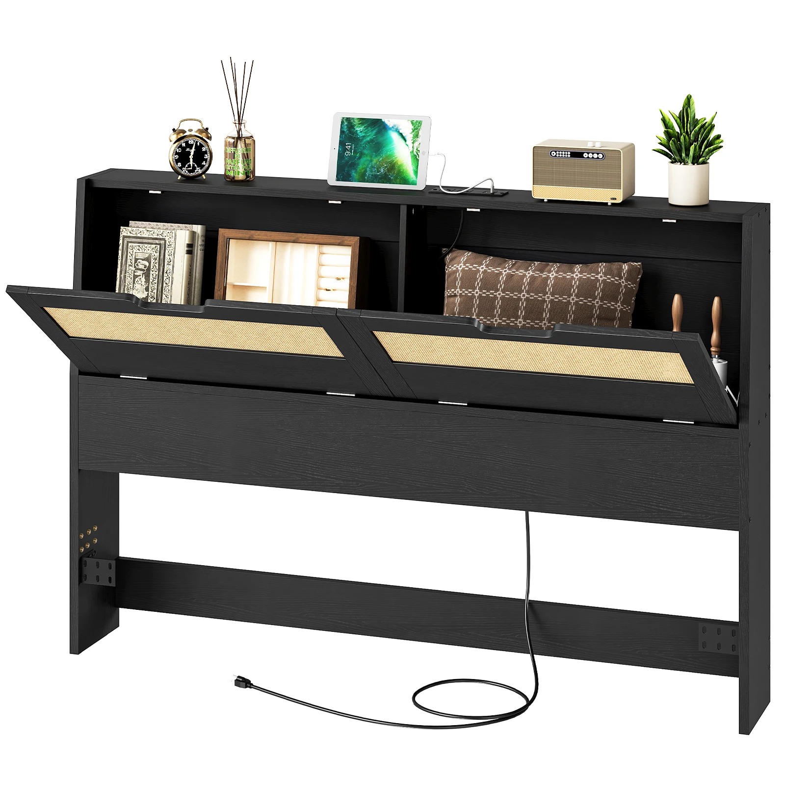 Wholesale Rattan Headboards, HOOBRO Brand Rattan Style King/Queen/Full/Doulbe/Twin/Single Size Bed Headboard for Bed Frame