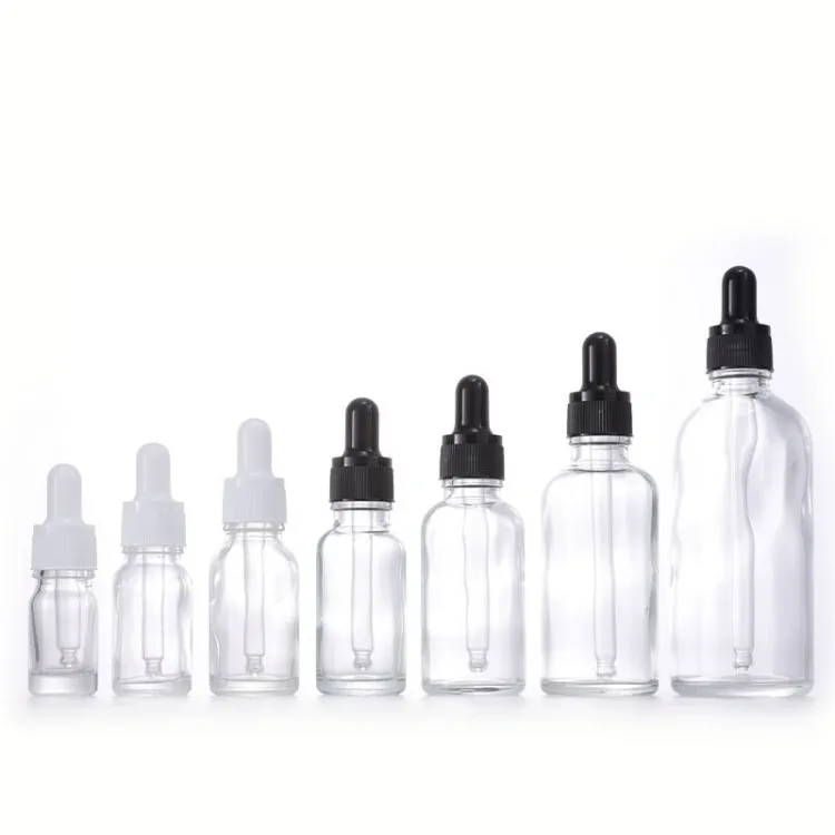 OEM factory wholesale glass essential oil dropper bottle 30ml 50ml 10ml transparent glass pipette bottle