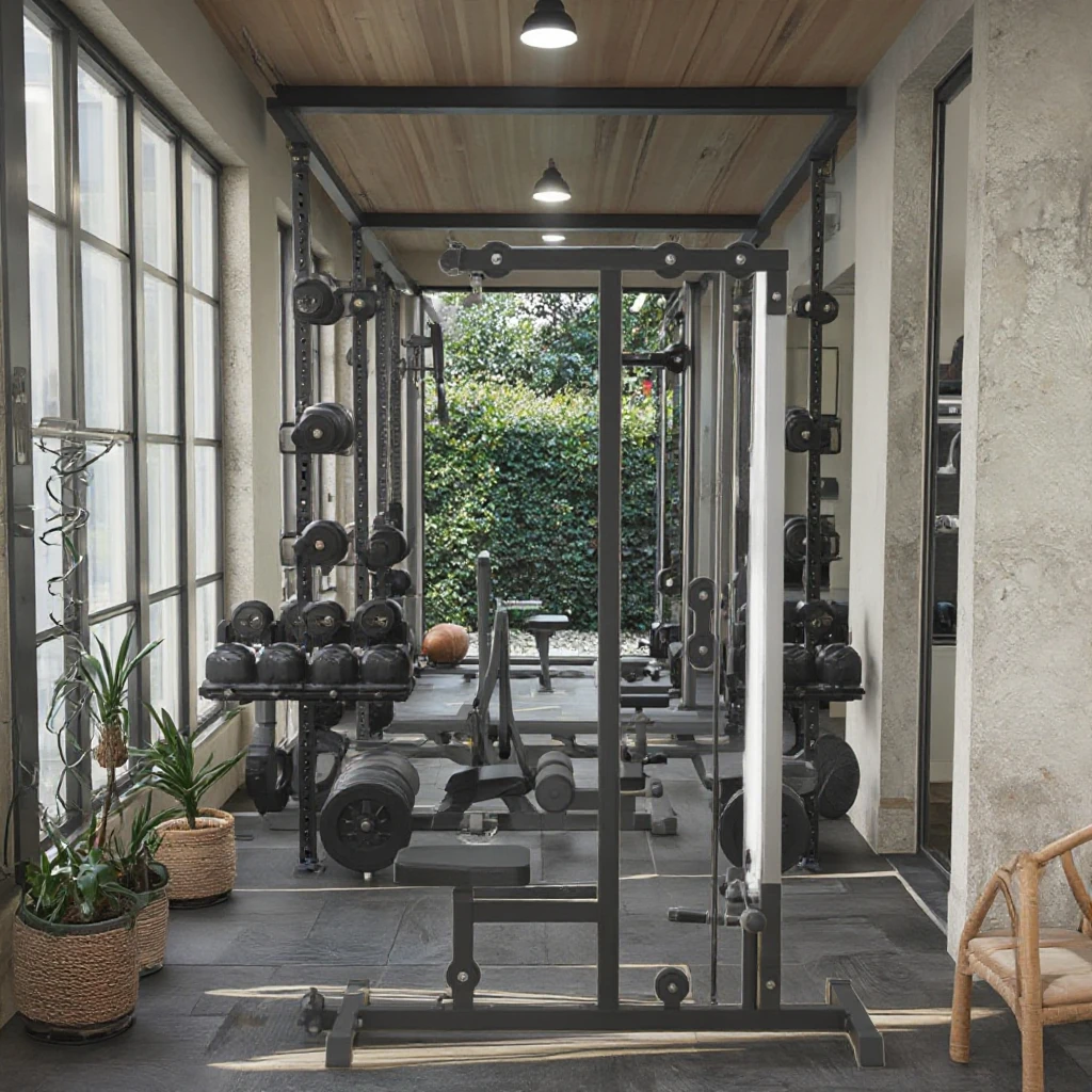 High Strength Metal Fitness Equipment Multi-Combination Squat Rack with Pull-Up Banner Stands & High Lat Pull-Down Bar Machine