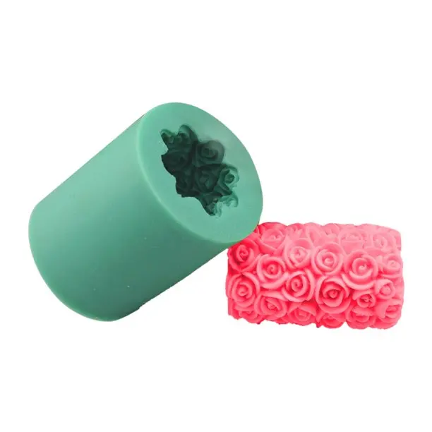 Silicone Pudding Jelly Dessert Chocolate Mould Polymer Clay Molds 3D Rose Cylindrical Candle Form Handmade Soap Mould
