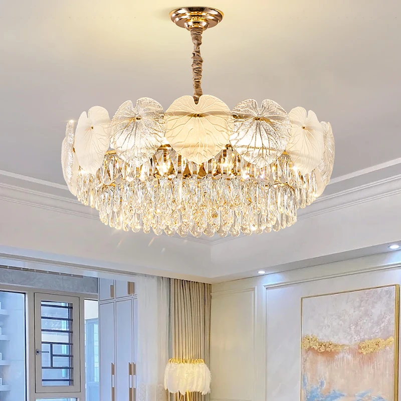 Французский кремовый стиль креативный стеклянный элемент в форме сердца современный салон обеденный стол Хрустальная люстра