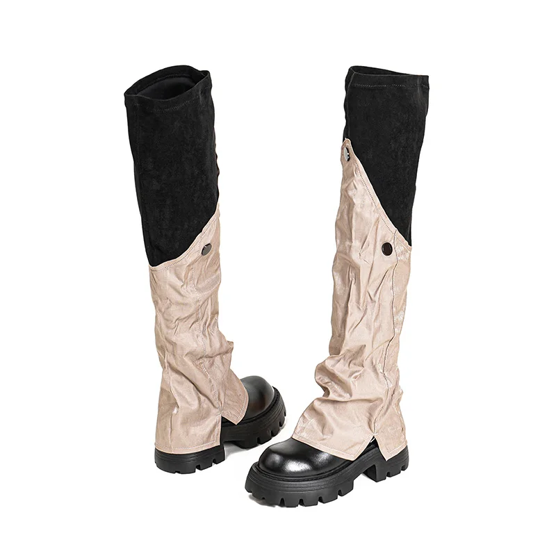 Высококачественные Зимние Сапоги выше колена на толстой подошве и высоком каблуке модные эластичные женские длинные сапоги