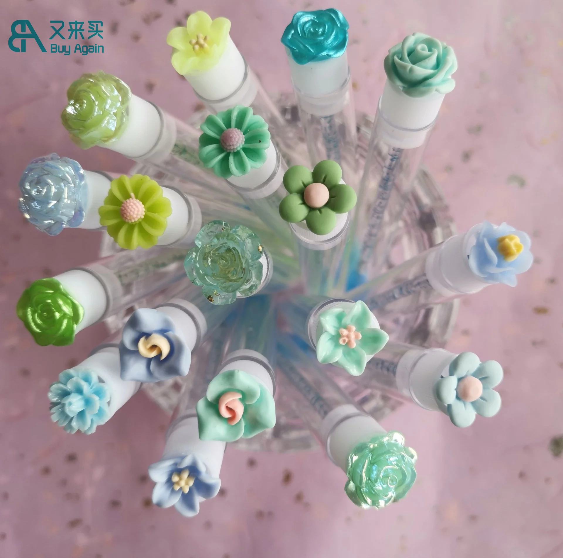 Wholesale makeup tools gift lash wand eyelash brush flower tube mascara wand lash spoolies tubes Eyelash spoolie brush with tube