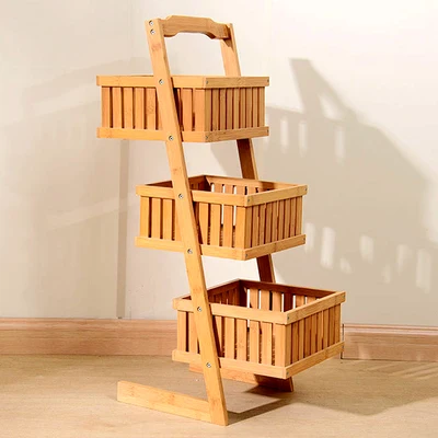 Bamboo and wood multifunctional floor snacks sundry balcony home magazine and newspaper storage rack