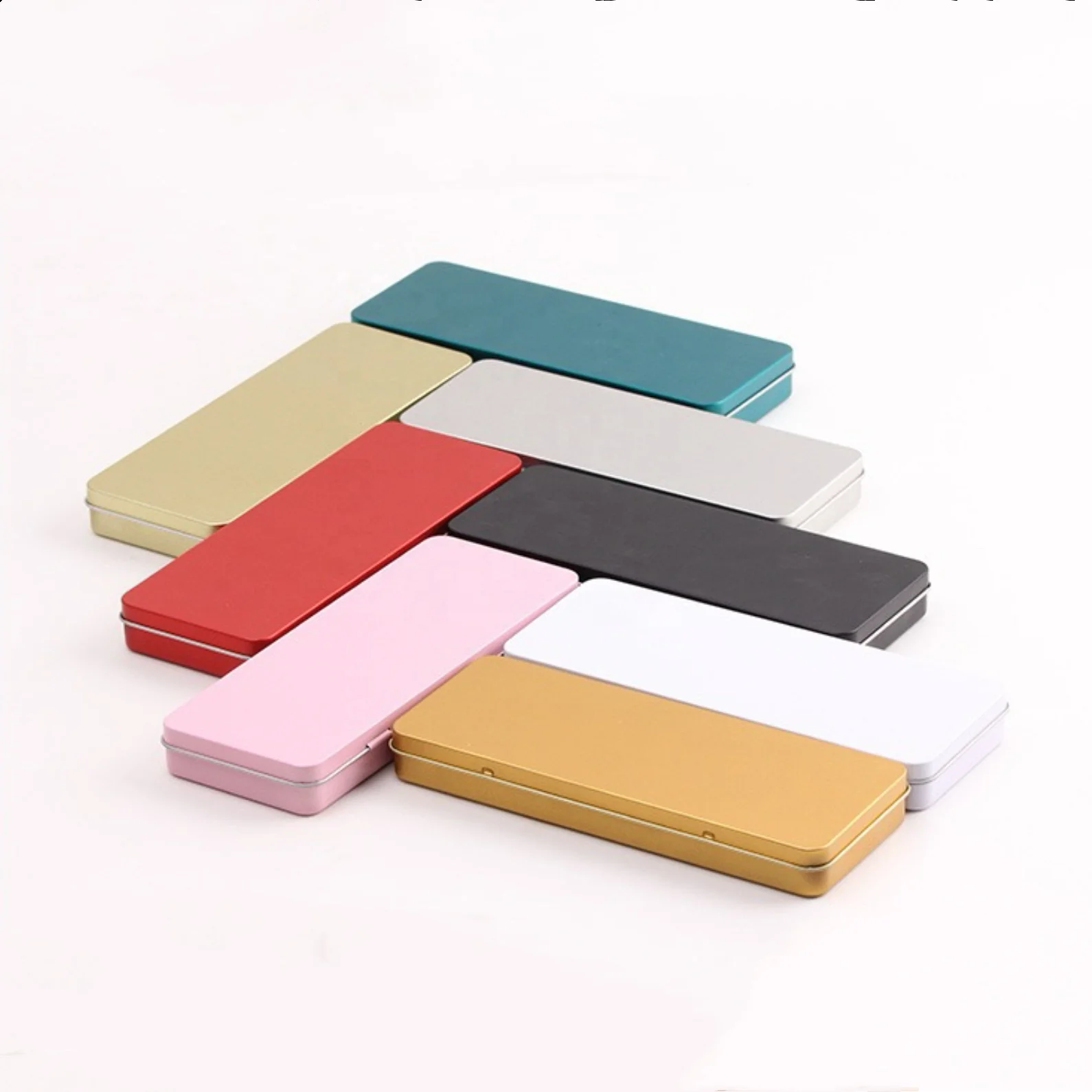 Bulk Hinged Lid Empty Crafts Cards Pencil Box Metal Boxes for Storage