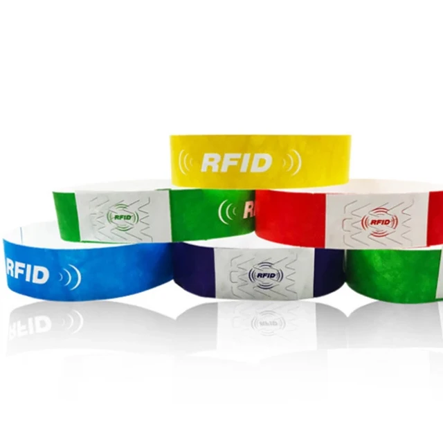 Waterproof smart nfc paper one time use bracelet Disposable nfc chip identification Coated paper wristband concert ticket