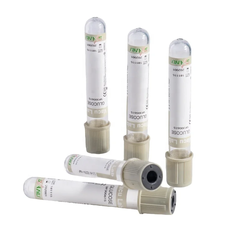 Medical Glucose Vacuum Blood Collection Tube with Sodium Fluoride/EDTA grey glass 2-10ml