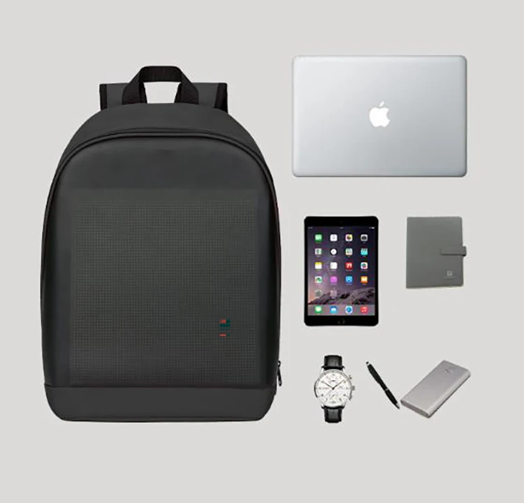 factory customized black aesthetic waterproof oxford led  backpack eco friendly portable carry on back pack bag with led screen