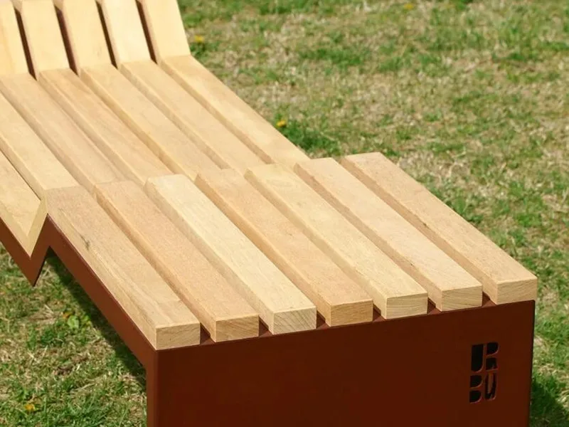 Chinese Public Park Simple Backless Wooden Garden Bench For Outdoor