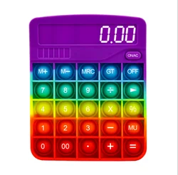 Calculator Rainbow Color Push Pops Bubbles Sensory Fidget Toys Autism Special Needs Stress Relief Tool Toy for Kids & Adults