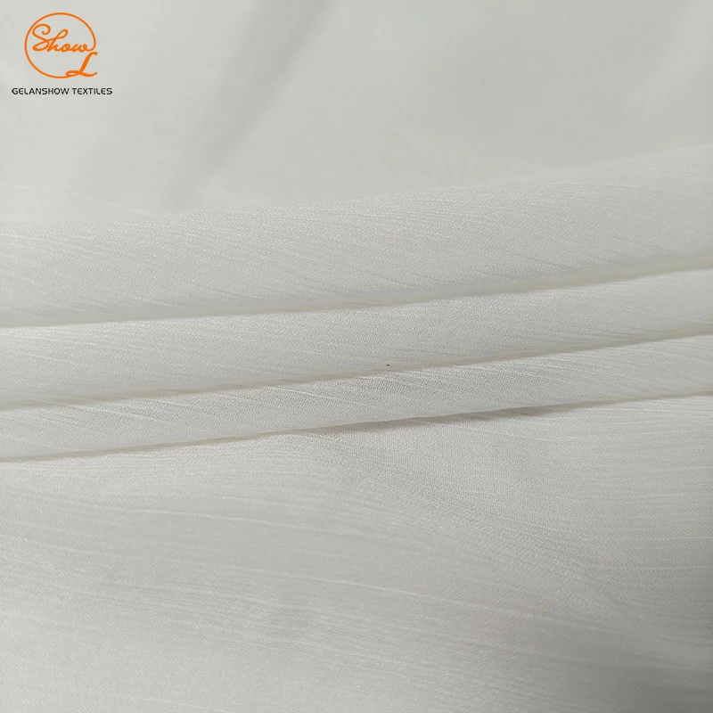 Lightweight 41gsm 15D composite  shunyu crepe white chiffon fabric dress scarves fabric