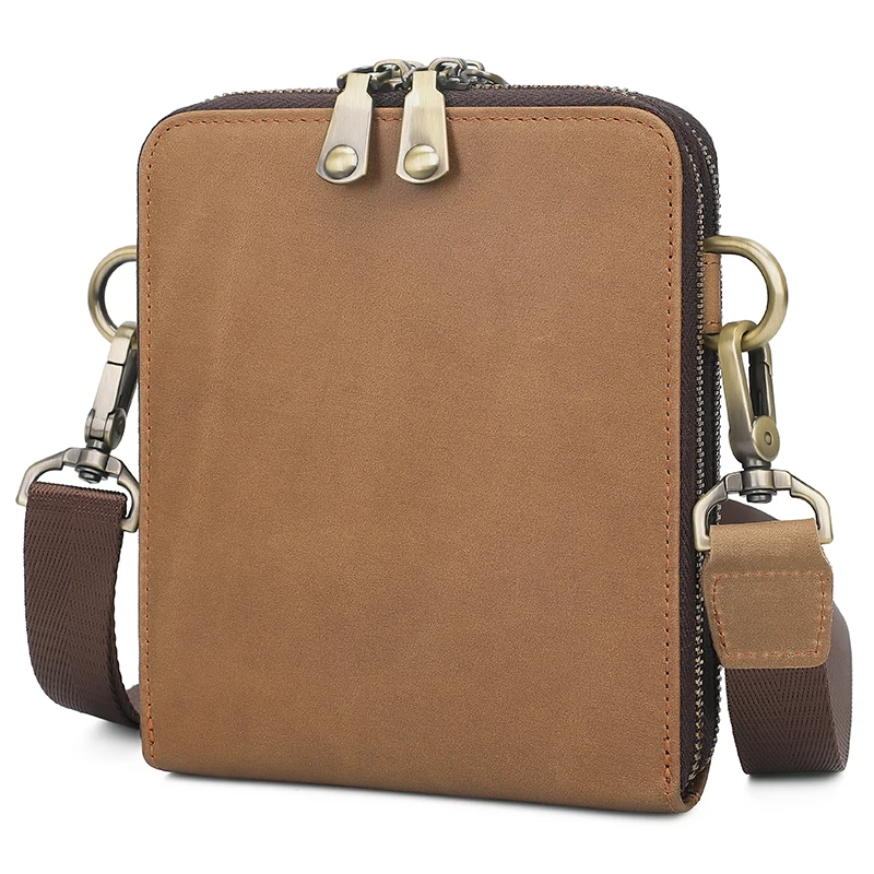 Vintage Genuine Leather Small Mens Crossbody Shoulder Bag Business Crazy Horse Leather Messenger Bags for Men
