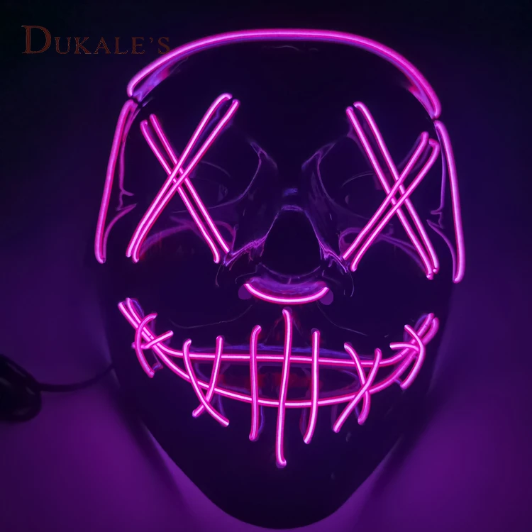 2021 Hot Halloween Led Mask Purge Neon Mask Election Mascara Costume Dj Party Light Up El Masks Glow Dark Punk Fashion Cosplay