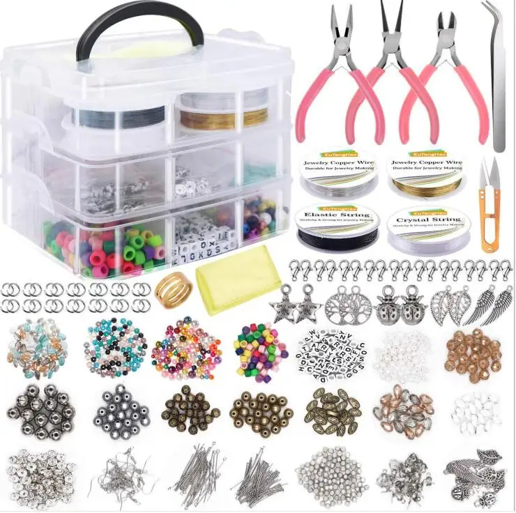 Набор для изготовления ювелирных изделий, принадлежности для изготовления ювелирных изделий, ожерелье, серьги, браслет, инструмент для самостоятельного ремонта ювелирных изделий для взрослых