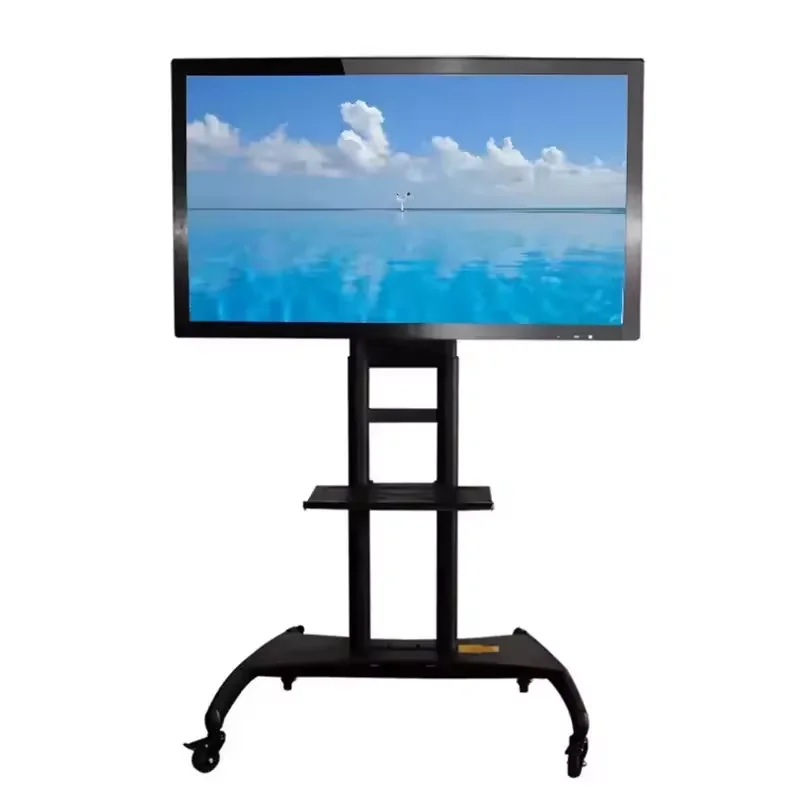 Заводская Мобильная тележка для телевизора подставка с колесами 32-80 дюймов светодиодная плоская панель ЖК-дисплеем