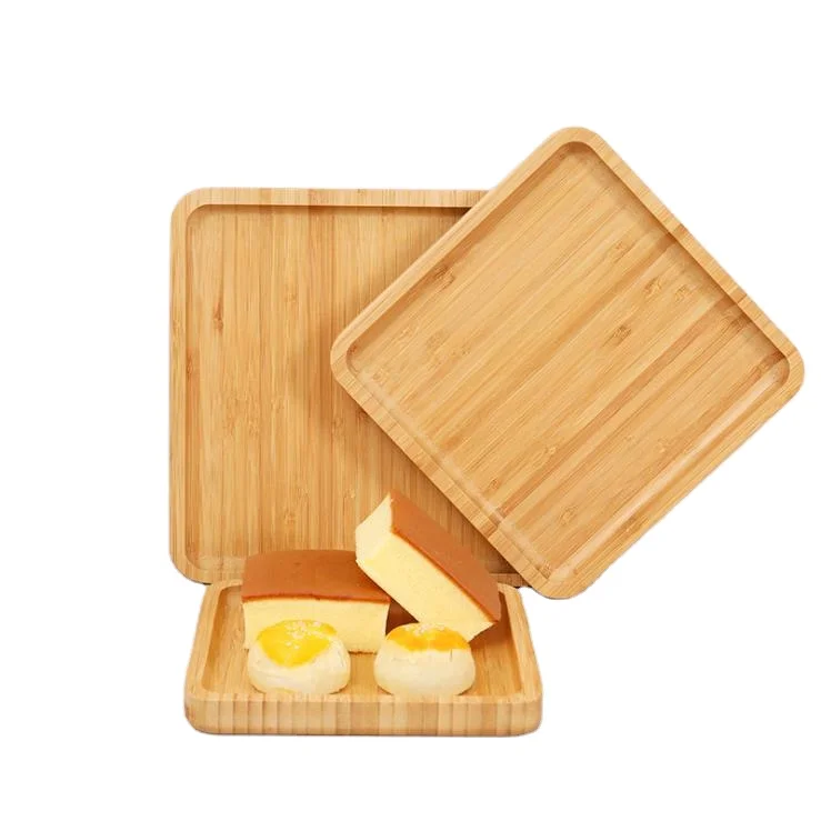 Cheap Sale Durable Custom Logo Cake Bread Coffee Hotel Serving Square Bamboo Dinner Plate For Tea