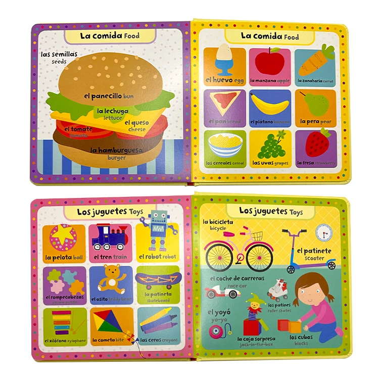 Custom baby English learning first 100 words children boardbook printing