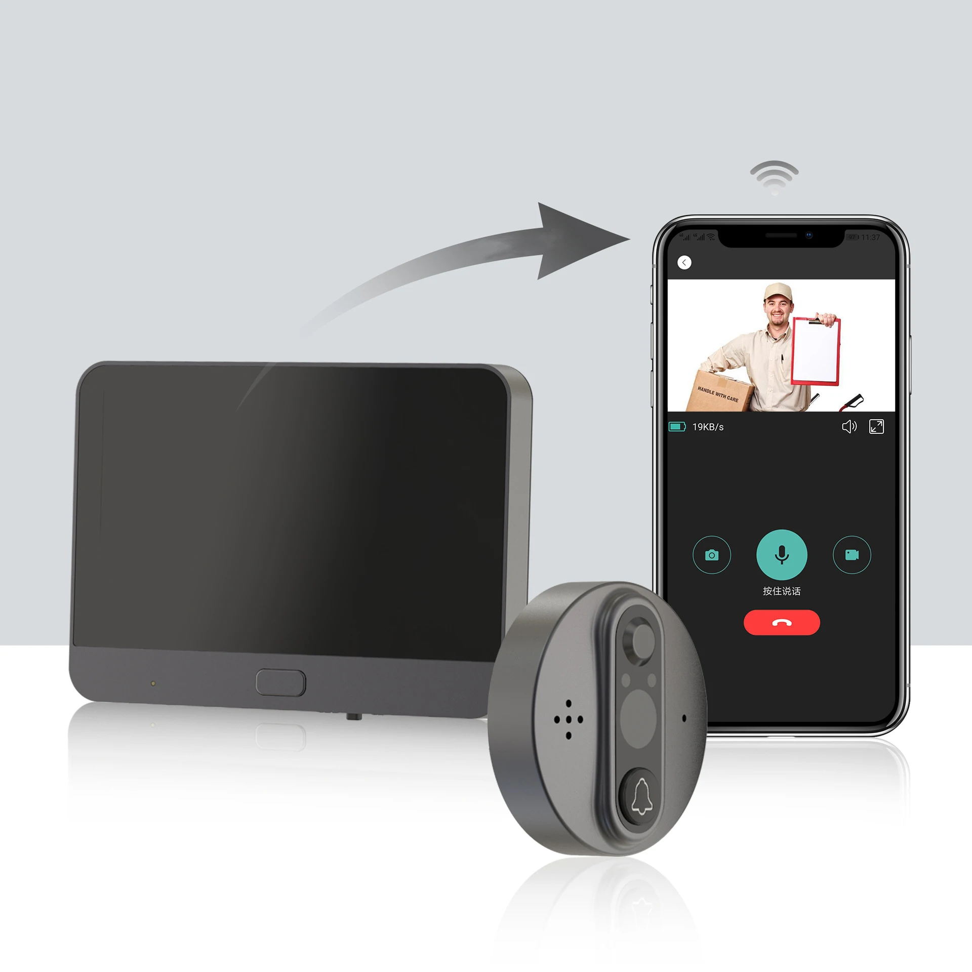 Visitor Door Bell Face Detection Door Bell Camera Wifi Hd Video Doorbell Remote Door Bell