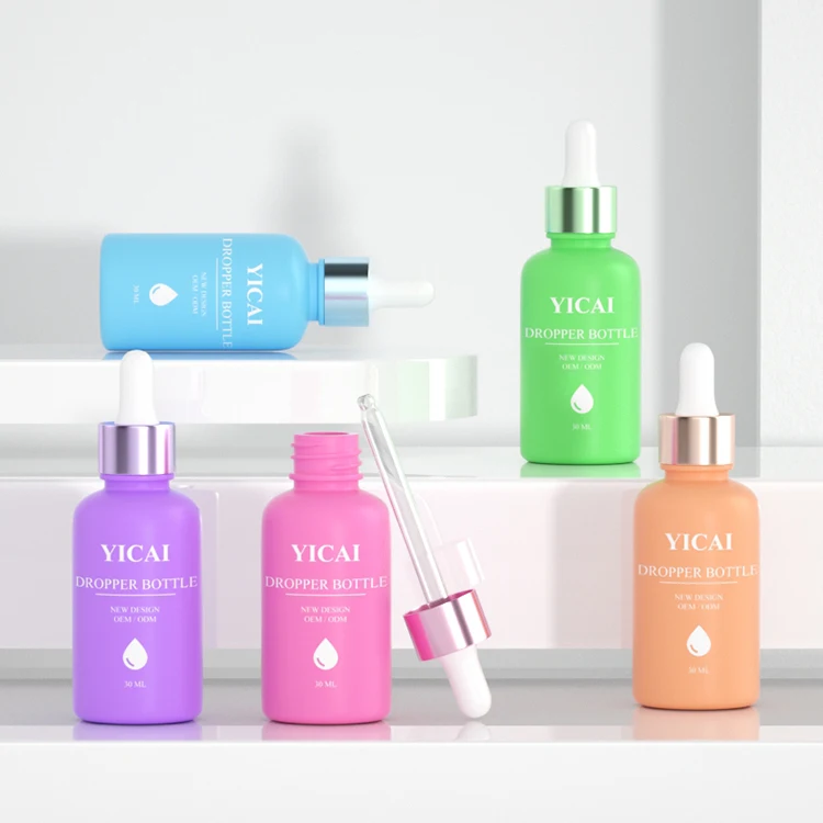 Пустые стеклянные флаконы-капельницы для косметики сыворотки эфирного масла 15 мл 30 50 100 120 зеленого синего фиолетового розового оранжевого цветов