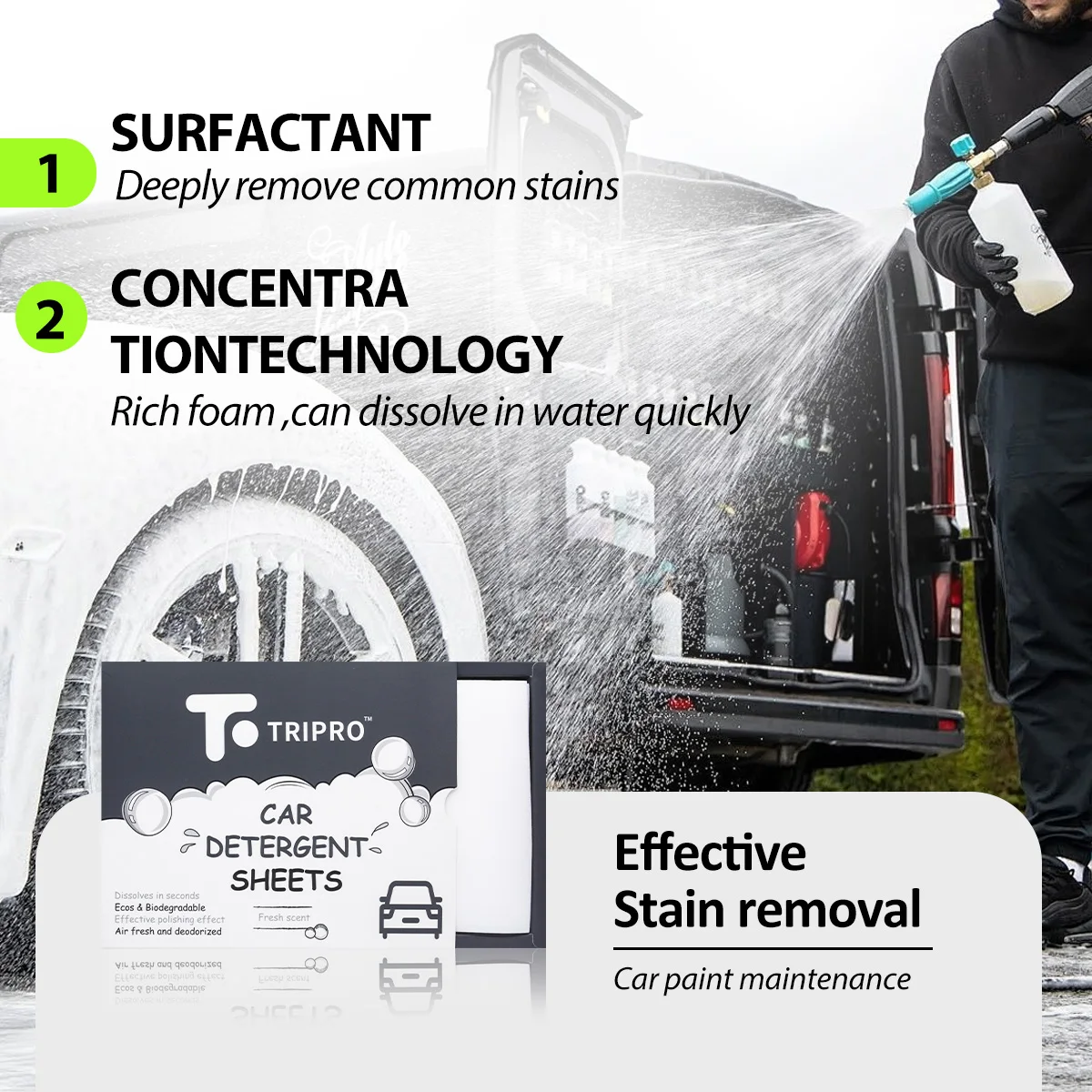 New Tech  High Foam Car Wash Sheet Eco Friendly Washing Tablet  100% Naturel Cleaner Sheet