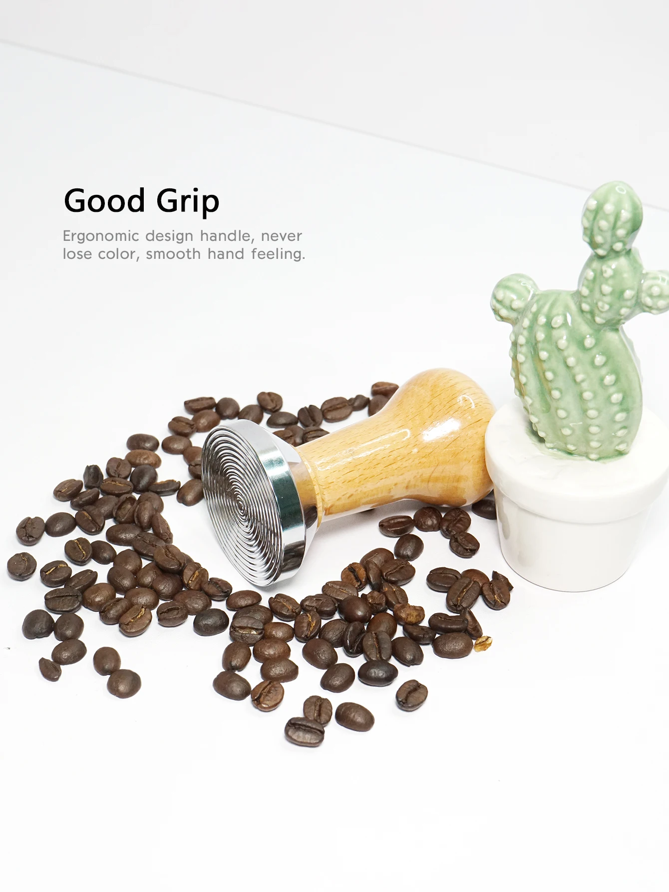 1PCS Top Seller Wooden Handle Stainless Steel Flat Base Cafe Poewer Press Coffee Tamper For Espresso Coffee Grinder Cafe