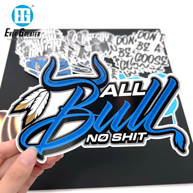 Top Quality UV Weather Resist Waterproof Vinyl Self-Adhesive Business Die Cut Logo Vinyl Custom Stickers Packs logo Sticker