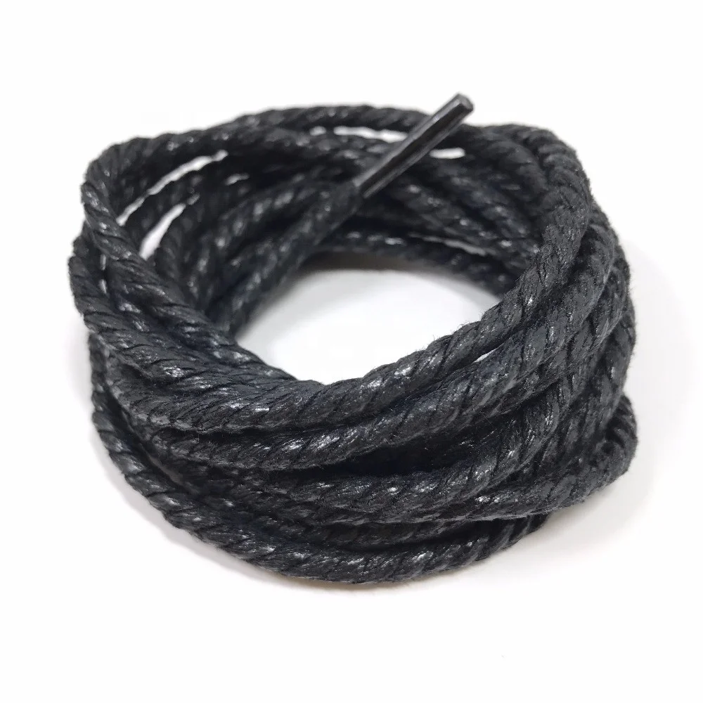 Factory Hot selling multi colored round waxed twist shoelaces for boots
